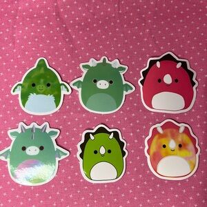 Squishmallow Stickers Dragon Dinosaur Bundle 6 stickers